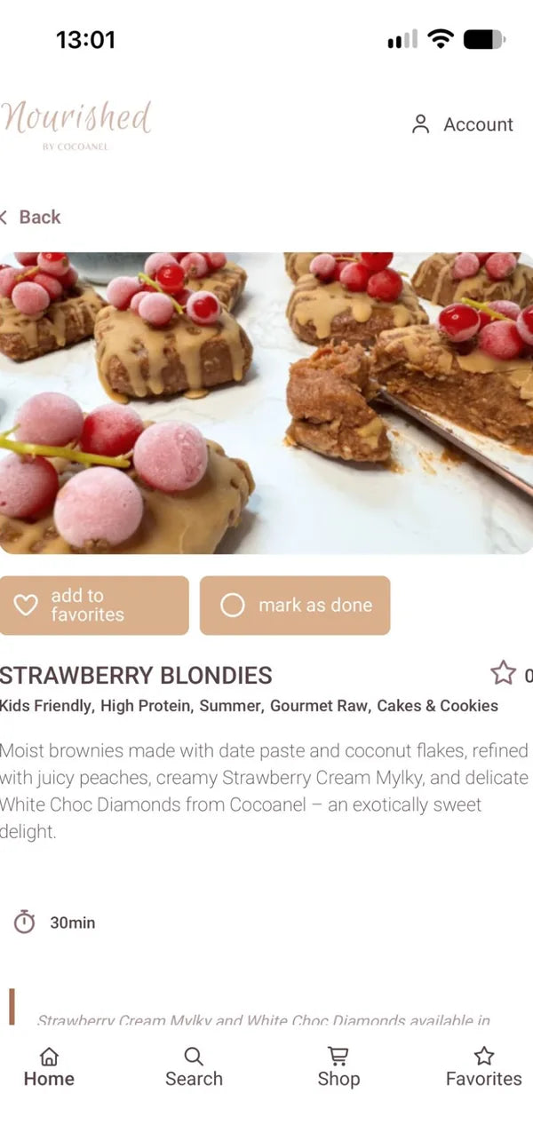 App-Ansicht Rezept Strawberry Blondies