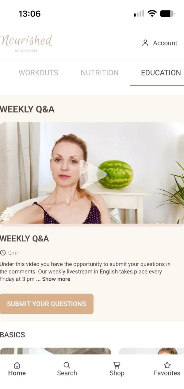 App-Ansicht Weekly Q&A mit Lena