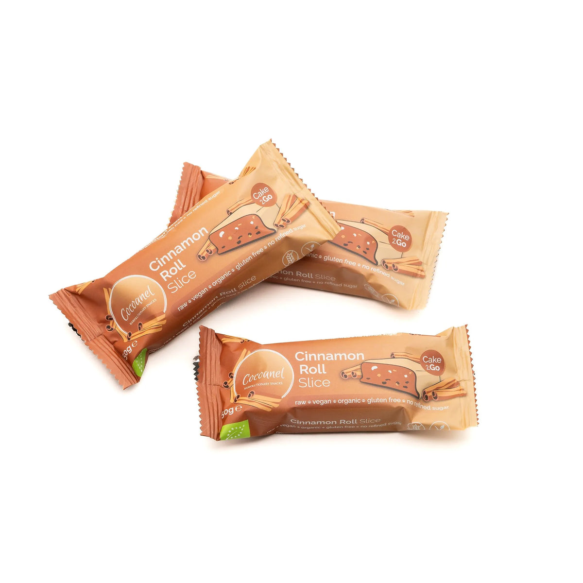 Cinnamon Roll Slice: drei verpackte Riegel übereinander