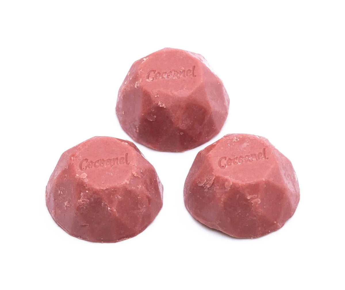 Pink Choc Diamonds: drei rosa Schokoladen-Diamanten mit Cocoanel-Prägung