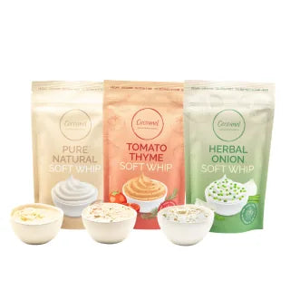 Soft Whips Mixed Bundle: Pure Natural, Tomato Thyme und Herbal Onion mit Schälchen