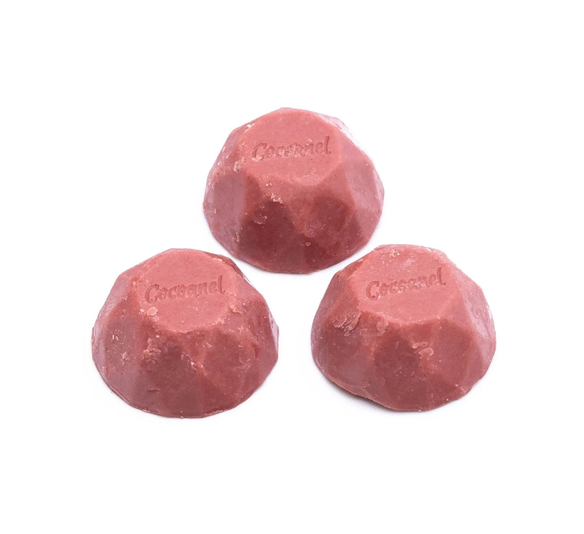 Pink Choc Diamonds: drei rosa Schokoladen-Diamanten mit Cocoanel-Prägung